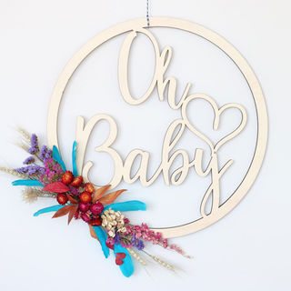 Oh Baby - Round Wooden Hoop Sign
