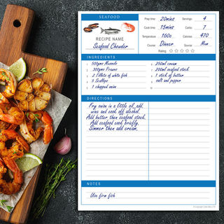 Recipe Page A4 - Seafood Theme