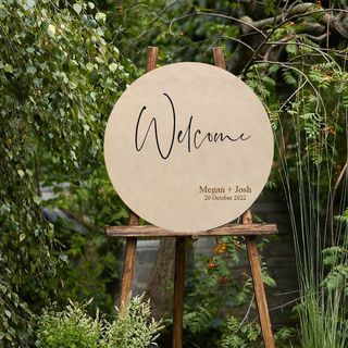 Custom Wedding or Event Welcome Circle Sign in Wood