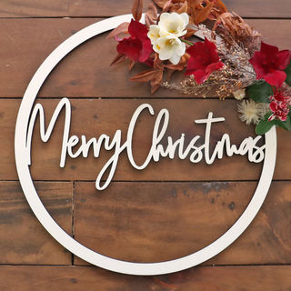 Merry Christmas Round Wooden Hoop Sign