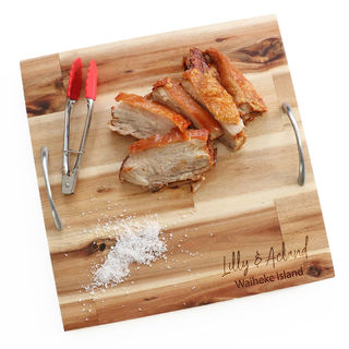 Large Personalised Chopping Board with Handles - Acacia