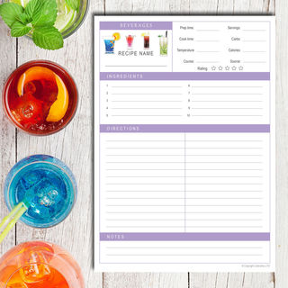 Recipe Page A4 - Beverages Theme