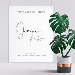 21st Birthday Poster - Black & White in Signature Font