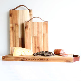 Long Cheese Board with Leather Handle