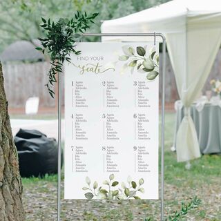 Wedding Seating Plan Poster - Eucalyptus Leaves