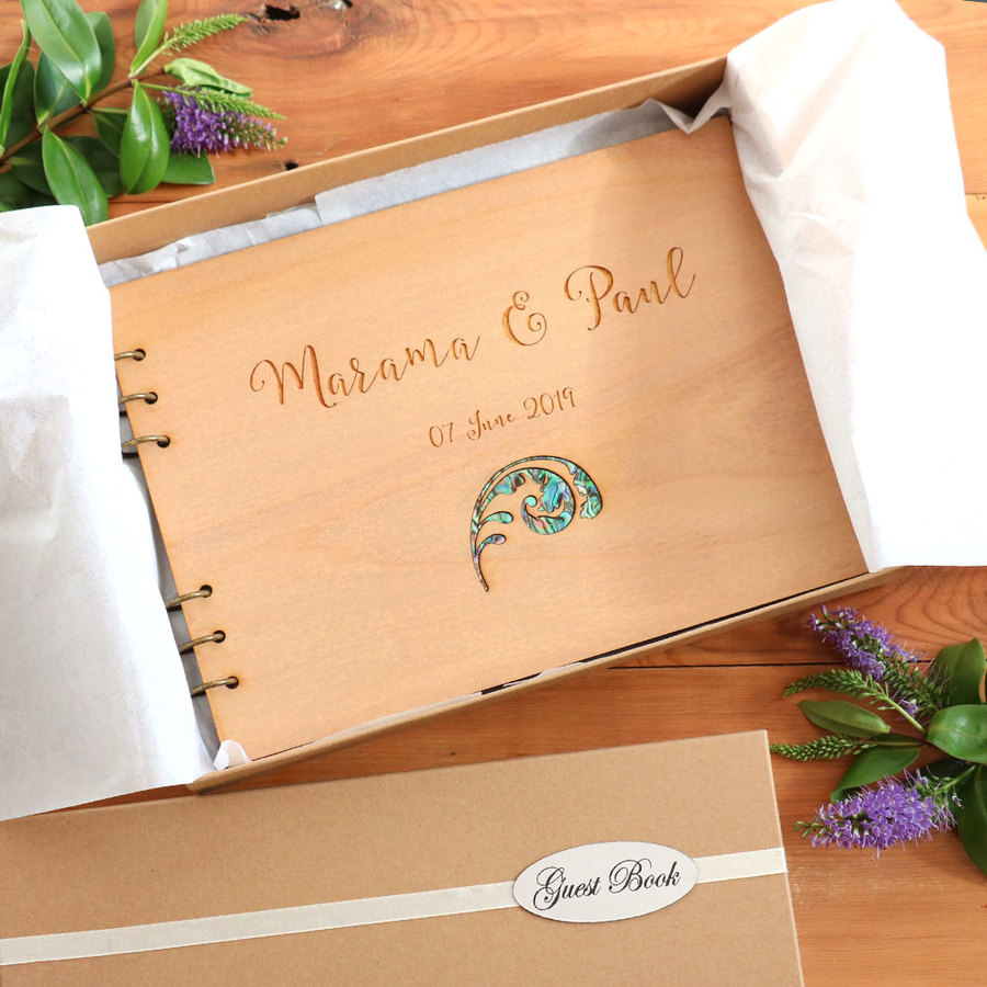 Guest Book - Floral Paua Inlay