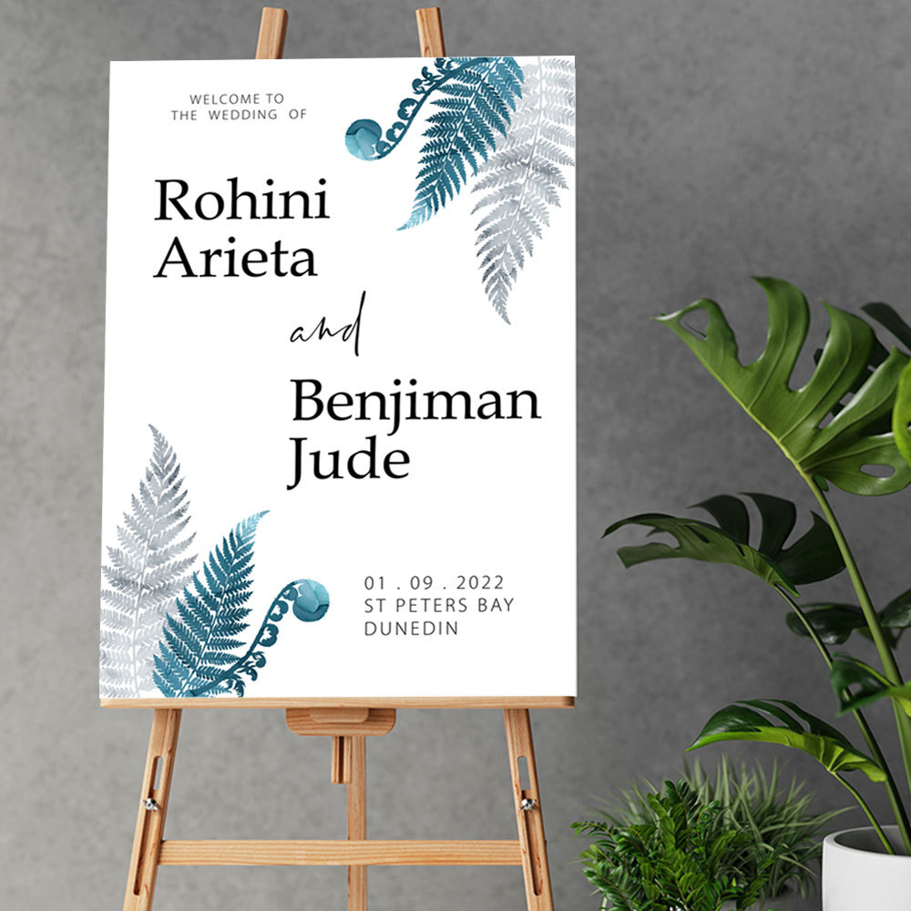 Wedding Poster - New Zealand Fern & Frond in Watercolour