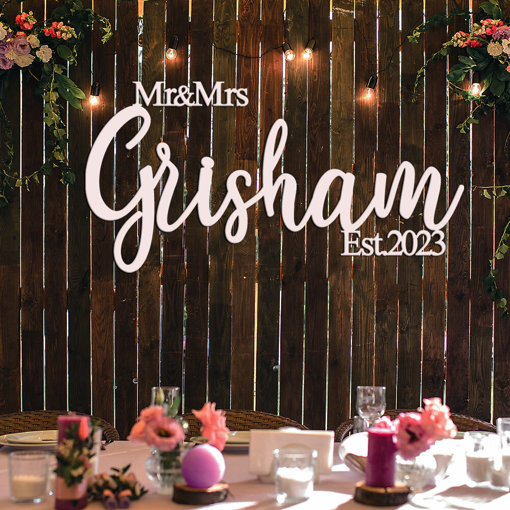 Mr and Mrs Large Wooden Wedding Sign